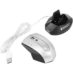 Richer-R Gaming Mouse, 2.4 GHz Rechargeable Wireless Gaming Mice with 3-Port USB Hub, Adjustable DPI Wireless Ergonomic Gaming Mouse Optical Mice for PC Computer (Silver + Black)