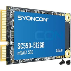 SYONCON SC550 mSATA SSD 512GB TLC 3D NAND Flash SATA III 6Gb/s iekšējais cietvielu disks saderīgs ar galddatoru/klēpjdatoru/planšetdatoru/Ultrabook datoru (512GB)