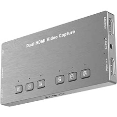 JOYUSING Dual HDMI Video Recording Card, Full HD Audio and Video Capture Card for Live Broadcasting, Production with Multiple Cameras