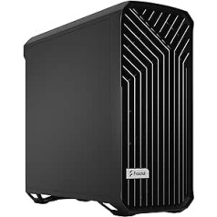 Fractal Design Torrent melns — ciets sānu panelis — atvērts režģis maksimālai gaisa ieplūdei — divi 180 mm PWM un trīs 140 mm ventilatori iekļauti — C tips — ATX Airflow Mid Tower datora spēļu futrālis