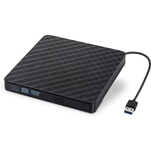 DVD Brenner Extern, AUELEK Externes CD/DVD-Laufwerk USB 3.0 Optisches Laufwerk Brenner Slim CD/DVD ROM pārrakstītājs rakstītājs lasītājs Portatīvs datoram klēpjdators galddators MacBook Mac Windows 7/8.1/10 Linux OS