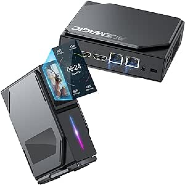 ACEMAGIC S1 Mini PC with DIY LCD Screen/2-LAN, 12TH Gen Intel Alder Lake-N97 (up to 3.6GHz), 16GB DDR4 512GB M.2 SSD Vertical Micro PC, Bright RGB/WiFi 6/BT 5.2/4K UHD for Home/Office