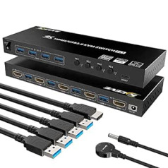 KVM HDMI Switch 4 Computer USB 3.0 KVM Switch Supports 4K @ 60Hz Resolution for 4 PC Share Mouse, Keyboard and Monitor