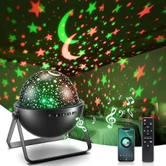 One Fire Children's Night Light, Starry Sky Projector, 48 Light Modes + 360° Rotation Night Light, Baby Starry Sky Projector, Children, Remote Control + Bluetooth Night Light, Children's Starry Sky