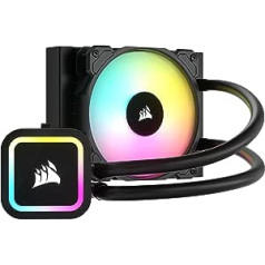 Corsair H60x RGB Elite CPU šķidruma dzesētājs — 16 dinamiskas RGB gaismas diodes — SP120 RGB Elite sērijas PWM ventilators — ligzda Intel® LGA 1700, 1200, 115X, 2066, AMD® AM5/AM4 — melns