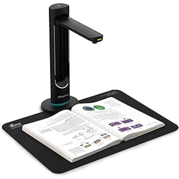 IRIScan Desk Professional Book Scanner LED, OCR dokumentu skeneris 2x16MP, 21MP Extrapo, Visualizer v6B: PDF redaktors, pārnēsājams skeneris, mākslīgā intelekta izlīdzināšana, automātiskās skenēšanas pirkstu paslēpšana, A3 skeneris WinMac