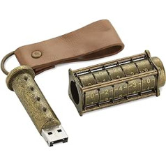 Cryptex USB-stick | Einzigartiges passwortgeschütztes Flashlaufwerk | Sicheres Speichern von bis zu 32gB | Messingfarbener tragbarer USB-Stick| Iedvesmotājs fon Leonardo Da Vincis Skizzen