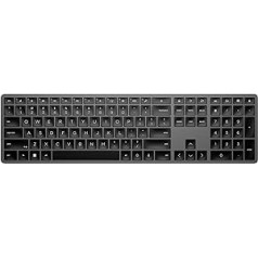 HP 975 bezvadu divrežīmu tastatūra | Pievienojiet līdz 3 ierīcēm (Bluetooth vai USB-A sargspraudnis) | 6 Monte akumulatora darbības laiks (uzlādējams, izmantojot USB-C) | QWERTZ izkārtojums | Melns | Mikroshēmu testa uzvarētāja piezīme ļoti