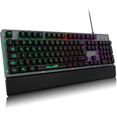 Gaming Keyboard, RaceGT LED Gaming Keyboard Wrist Rest Keyboard Gaming Illuminated Full Size Gaming Keyboard for Work PC Computer Gamer Laptop Xbox German Layout QWERTZ