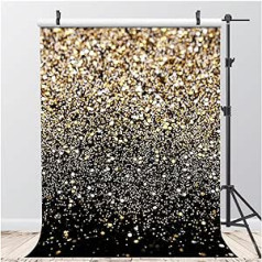 AIIKES 11-547 Black and Gold Glitter Background Golden Bokeh Photography Background Birthday Party Decoration Background Wedding Newborn Photo Background Studio Props 11-547