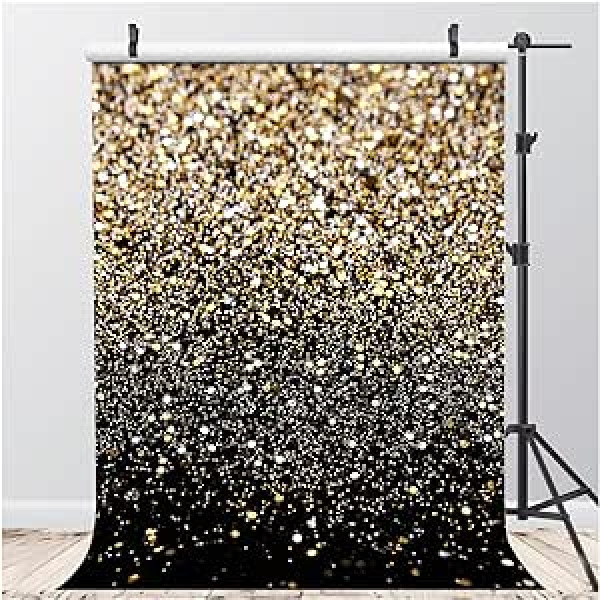 AIIKES 11-547 Black and Gold Glitter Background Golden Bokeh Photography Background Birthday Party Decoration Background Wedding Newborn Photo Background Studio Props 11-547