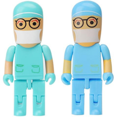 USB Stick 32 GB Doctor, Pack of 2 USB Flash Drive Pendrive USB Memory Stick Made of Silicone Gifts for Children (32 GB, Doctor x 2)