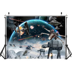 LYWYGG 8 x 6 pēdas kosmosa fons Galaxy Wars Foto foni Zēnu ballīšu aksesuāri Melnās zvaigznes Zinātniskās fantastikas fotogrāfiju fons Bērnu dzimšanas dienu rotājumi Reklāmkarogs CP-248-0806