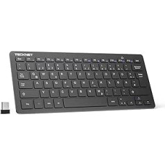 TeckNet X 315 īpaši plānā bezvadu mini tastatūra (QWERTZ, 2,4 GHz, 84 taustiņi) melna