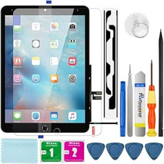 S-Union Screen Replacement Kit with Tempered Glass Film, Upgraded Touch Screen Digitizer for iPad 9 9th Generation 2021 (A2602 A2603 A2604 A2605 (Black)