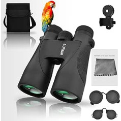 LUXUN 12x50 HD Binoculars for Adults, Large Field of View, BAK4 FMC Prism Waterproof Binoculars with Smartphone Adapter Carry Bag for Outdoor Travel, Hunting