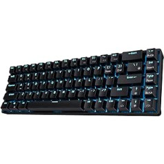 RK ROYAL KLUDGE RK68 karsti maināma 65% bezvadu mehāniskā tastatūra, 65% 68 taustiņu kompakta Bluetooth spēļu tastatūra ar atsevišķiem bulttaustiņiem/vadības taustiņiem, zils slēdzis, melns