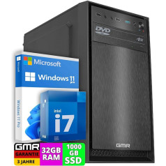 Intel i7 — biznesa biroja multivides dators | 32 GB RAM | 1000 GB SSD | DVD ± RW | USB 3.0 | Windows 11 Prof. 64-Bit | MS Office