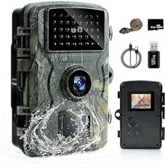 flintronic Wildlife Camera, 1080HD 16MP Wildlife Camera with 2.0 Inch LCD Screen, 0.8s Fast Trigger Night Vision Motion Sensor, with 39 Luminous Infrared LEDs, 90° Detection Angle, IP66, with 32G