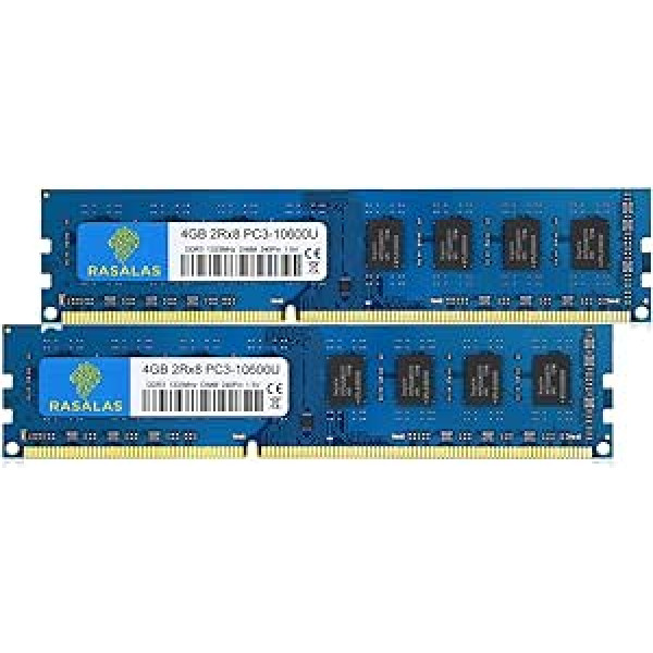 8 GB komplekts (2 x 4 GB) PC3-10600U DDR3 10600 1333MHz PC3-10600 4GB 2Rx8 240 pin UDimm CL9 1,5 V galddatora RAM atmiņas modulis