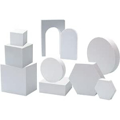 Pack of 10 Photography Background Props, Photography Props Cube Foam Geometry Product Photography Posing Props Jewellery Display Shooting Cube Cosmetic Shooting Accessories (White)