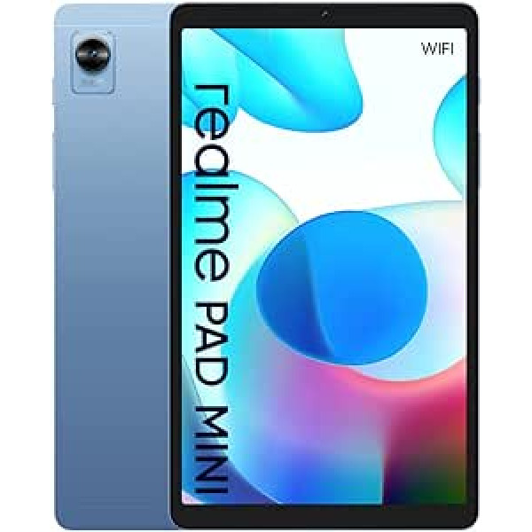 realme Pad Mini WiFi 4+64, liels 8,7 collu displejs, mega akumulators ar 6400 mAh, spēcīgs Unisoc T616 procesors, 18 W ātra uzlāde, 7,6 mm unibody dizains izgatavots no alumīnija, zils EU