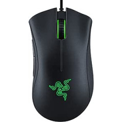 Razer DeathAdder Essential spēļu peles optiskais sensors 6400 DPI 5 programmējamas pogas Mehāniskie slēdži Gumijas sānu rokturi klasiski melni