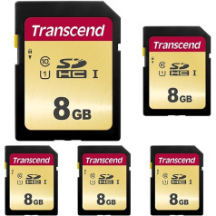 Transcend 8GB SDXC/SDHC 500S Atmiņas karte TS8GSDC500S / Lasiet līdz 95 MB un rakstiet 65 MB (iepakojumā 5)