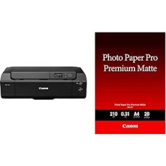 Canon imagePROGRAF PRO-300 A3+ printeris Krāsu tintes printera fotoprinteris, melns un fotopapīrs PM-101 Premium matēts - DIN A4, 20 loksnes (210 g/m²) tintes printeriem
