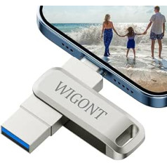 WIGONT 128 GB USB atmiņa iPhone USB zibatmiņai, ārējā atmiņa iPhone, iPad, personālajam datoram, komplektā ar C tipa adapteri. Memory Stick vairāk fotoattēlu un videoklipu glabāšanai dažādās ierīcēs