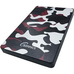 Sonnics 500GB Red Camo ārējais pārnēsājamais cietais disks C tipa USB 3.1, savietojams ar Windows PC, Mac, Smart TV, Xbox One/Series X un PS4/PS5