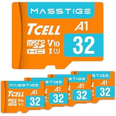 TCELL Masstige 32GB microSDHC A1 USH-I U1 100MB/s Full HD Memory Card with Adapter Pack of 5