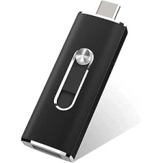 USB C zibatmiņa 256 GB metāla, Vansuny Dual USB Stick 3.1 256 GB, īpaši ātra USB 3.1 atmiņa viedtālrunim/planšetdatoram/personālajam datoram/televizoram/klēpjdatoram (melns, 256 GB)