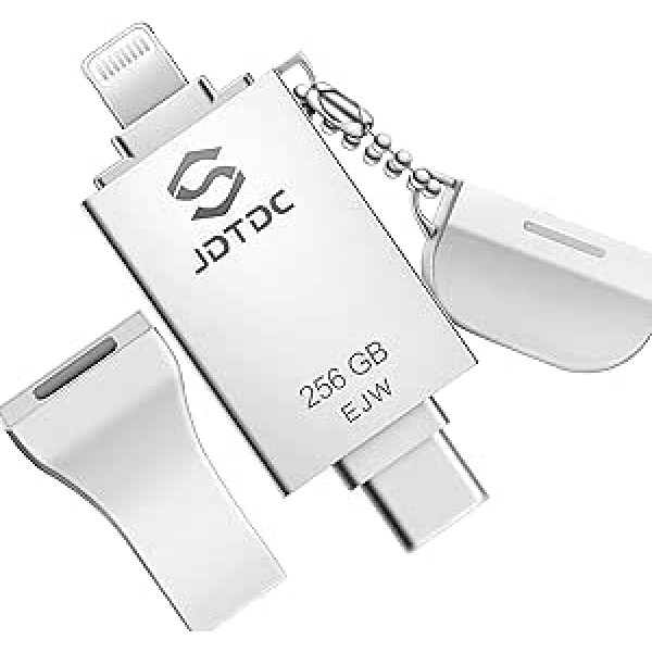 MFi sertificēts 256 GB USB zibatmiņas disks iPhone 3-in-1 USB Lightning Stick iPhone Photo Stick iPhone Memory Stick iPad ārējās atmiņas paplašināšanas dublējums Photo Stick iPhone/iPad/Android/personālajam datoram