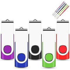 EASTBULL USB 2.0 Thumb Flash-Laufwerke, Dreh-Design zum Aufklappen, Stift Memory Stick, 5-teilig Multi-colours 4 GB