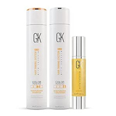 Gk Hair Global Keratin mitrinošs šampūns un kondicioniera komplekti (10,1 fl oz/300 ml) ar Anti-Frizz seruma argana eļļu (50 ml) sausu bojājumu novēršanai - visiem matu tipiem bez sulfātiem, bez parabēniem