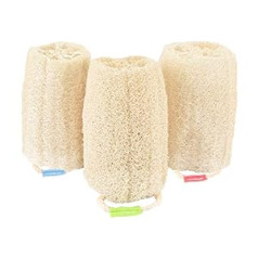 Wokelai Pack of 3 Natural Loofah Sponge Shower Sponge Organic Environmentally Friendly Skin Exfoliating Spa Loofah Loofah Sponge Loofah Sponges Back Scrubber Daily Skin Care Bathing Showers