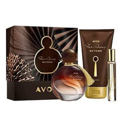 Avon Far Away Beyond Le Parfum Set 50 ml + ķermeņa losjons 150 ml + Pocket Spray 10 ml + dāvanu kastīte Jauns Far Away aromāts sievietēm