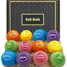 Lora Luxury Vannas bumbu dāvanu komplekts 12 iepakojumā — 12 burbuļvannas ar dabīgām ēteriskajām eļļām — ideja dāvanai — šī un kakao sviests — dabīgas sastāvdaļas