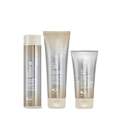 Joico Blonde Life balināšanas komplekts: izgaismojošs šampūns (300 ml), mitrinošs kondicionieris (250 ml), maska ar mitrināšanu un gludumu (150 ml)