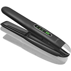 Sunmay Voga Wireless Hair Straightener and Curler 2 in 1, Rechargeable Portable USB Straightener, Wireless Mini Travel Straightener with 3 Adjustable Temperatures, 4800 mA Battery (Black)