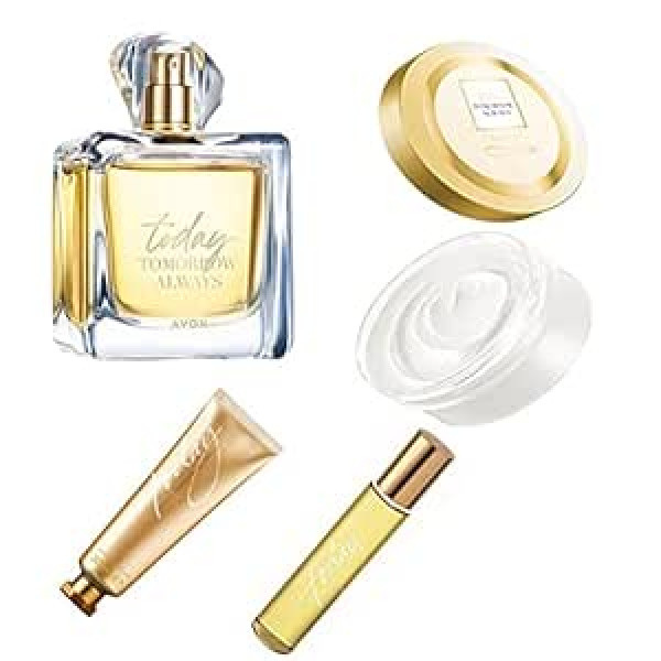 Avon Set of 4 TTA Today Series Parfum 50 ml, Body Mousse 200 ml, Pocket Spray 10 ml, Roku krēms 30 ml sievietēm New Edition