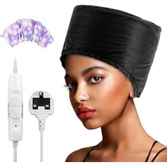 Aopow Heating Hood for Hair Steam Care - Heated Hood for Frizzy Hair Curls Capillary Salon Hair Cap Spa Home Protein Hair Dryer Electric (Black)