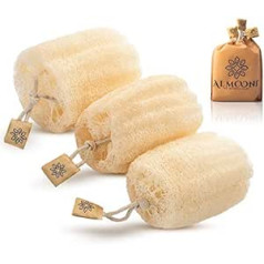 Almooni Loofah Sponge Natural Eco Friendly Egyptian Shower Sponge Large Exfoliating Sponge Body Exfoliator Removes Dead Skin for Smoother, More Radiant Appearance (Pack of 3)