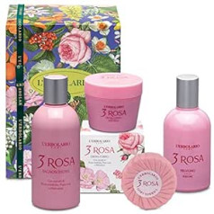 L'erbolario - 3 Rosas - Gift Box in Original Packaging (Shower Gel 250ml, Body Cream 200ml, Fragrance 50ml, Soap 100g) + Free Florinda Plant Soap 50g