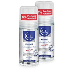 CL Crystal Antiperspirant Pret Spēcīgu svīšanu - Iepakojumā 2 50 ml Pretsviedru dezodoranta rullītis Nodrošina 24 stundu aizsardzību jutīgai ādai - Kristāla dezodoranta rullītis vīriešiem un sievietēm - Dezodorants