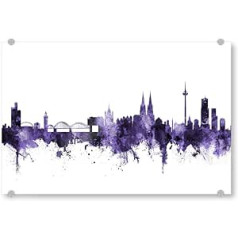 artboxONE Akrila stikls Attēls Pilsētas Ķelne Vācija Skyline Violets - Attēls Ķelnes Skyline Ķelnes pilsētas ainava, 30x20 cm