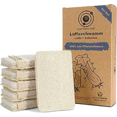 Small Planet Amz ® Eco 2-in-1 Loofah Sponge, Set of 6 [TÜV SÜD Tested] Sustainable Shower Sponge & Kitchen Sponge - Loofah + Cellulose - Vegan & Plastic-Free