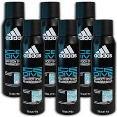 Adidas Ice Dive Deodorant Body Spray for Men - Long-Lasting Fresh Feeling without Aluminium, Pack of 6 (6 x 150 ml)