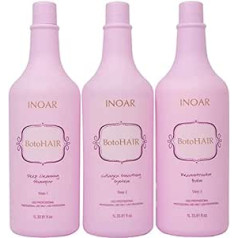 Inoar Professional — BotoHAIR dziļi attīrošs šampūns un BotoHAIR kolagēna sistēma un BotoHAIR atjaunotais balzams (33,8 oz)